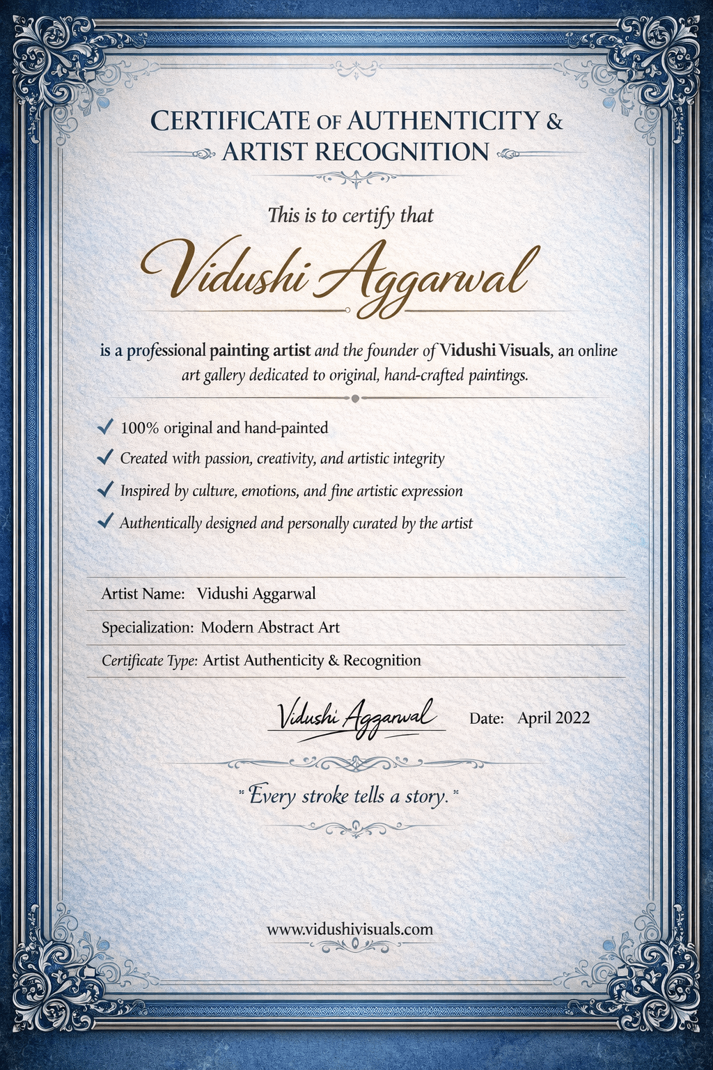 art certificate by vidushivisuals